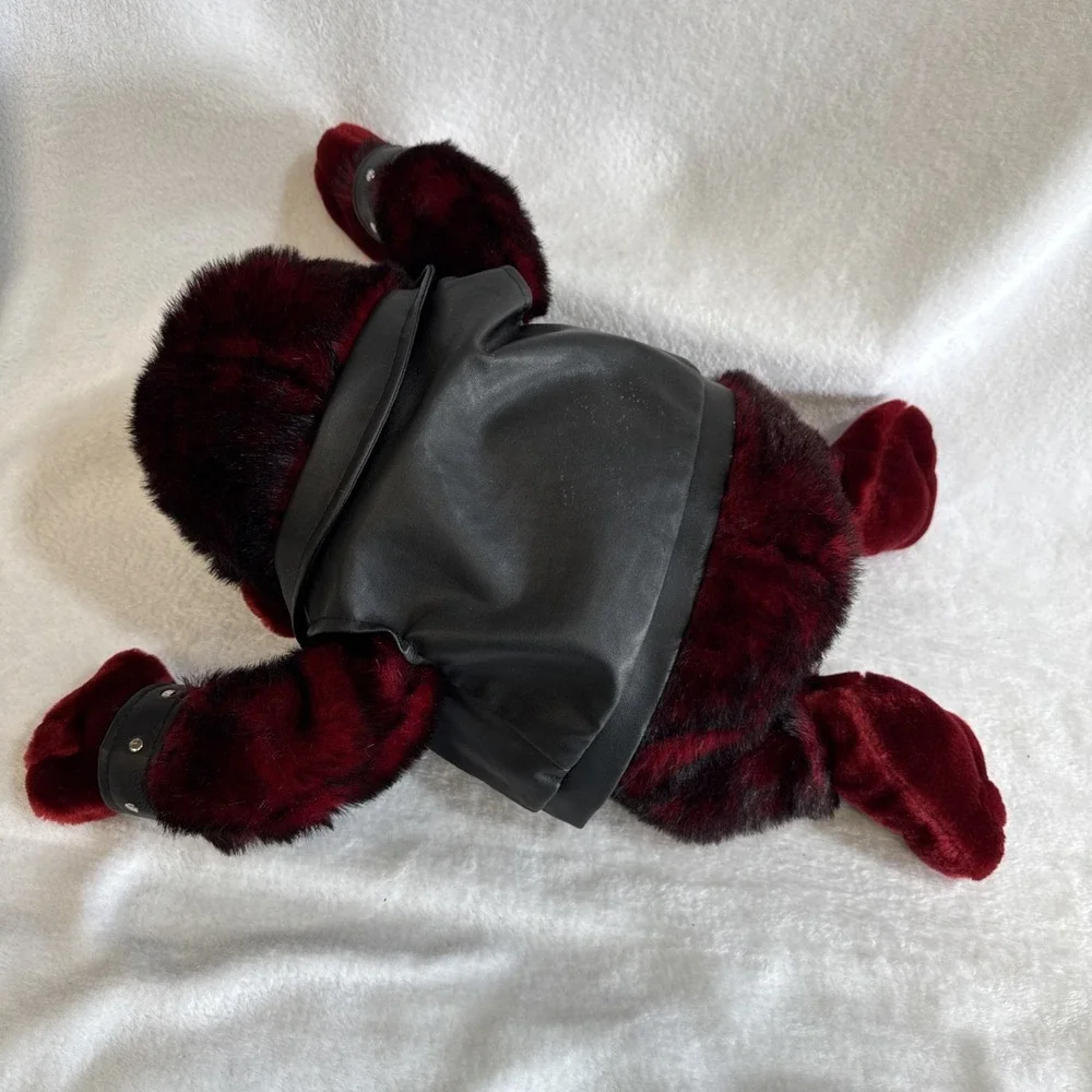 Wild Thing Gorilla Plush Toy Red‎ Black Leather Jacket Valentine Stuffed Animal